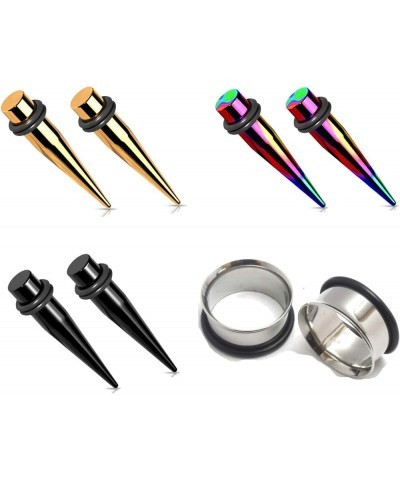 1 Gauge 1g 7mm Gold Black Rainbow Steel Ear Stretching Kit 2 Steel Tapers & 2 Tunnels gauges gold $9.87 Body Jewelry