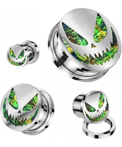 316L Stainless Steel Green Glitter Spooky Halloween Smile Screw Fit Plugs, Sold as a Pair 25mm (1") $10.08 Body Jewelry