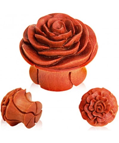 Organic Sawo Wood Rose Blossom Saddle Plug 1 $10.70 Body Jewelry