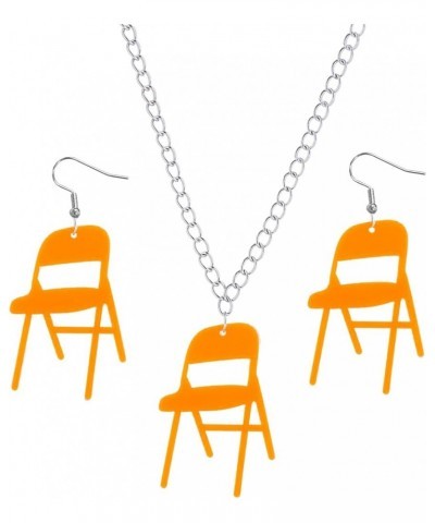 3Pcs Chair Necklace Earrings Jewelry Set for Women,Chair Chain Necklace Folding Chair Necklace Chair Earrings Jewelry Accesso...