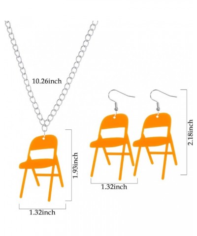 3Pcs Chair Necklace Earrings Jewelry Set for Women,Chair Chain Necklace Folding Chair Necklace Chair Earrings Jewelry Accesso...