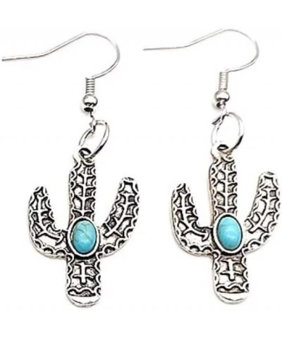 Cactus Turquoise Earrings Retro Do Old Pendant Western Earrings Bump Flower Ethnic Wind Earrings Silver Turquoise Bump $4.67 ...