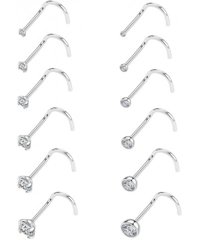 12Pcs Nose Rings 20G Nose Studs Nose Ring Nose Screw 316L Surgical Steel Nose Piercing Jewelry Nostril Tragus Cartilage Helix...