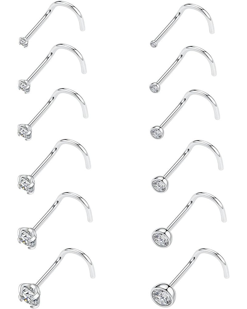 12Pcs Nose Rings 20G Nose Studs Nose Ring Nose Screw 316L Surgical Steel Nose Piercing Jewelry Nostril Tragus Cartilage Helix...