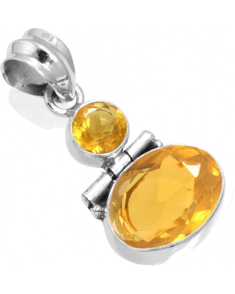 925 Sterling Silver Handmade Pendant for Women Oval Round 2 Gemstone Fashion Jewelry for Gift (99508_P) Citrine Quartz $16.41...