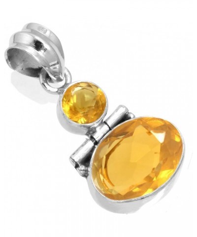 925 Sterling Silver Handmade Pendant for Women Oval Round 2 Gemstone Fashion Jewelry for Gift (99508_P) Citrine Quartz $16.41...