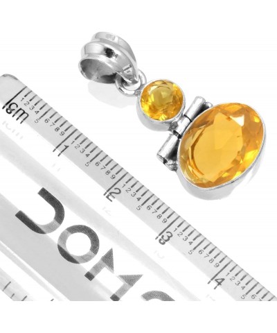 925 Sterling Silver Handmade Pendant for Women Oval Round 2 Gemstone Fashion Jewelry for Gift (99508_P) Citrine Quartz $16.41...