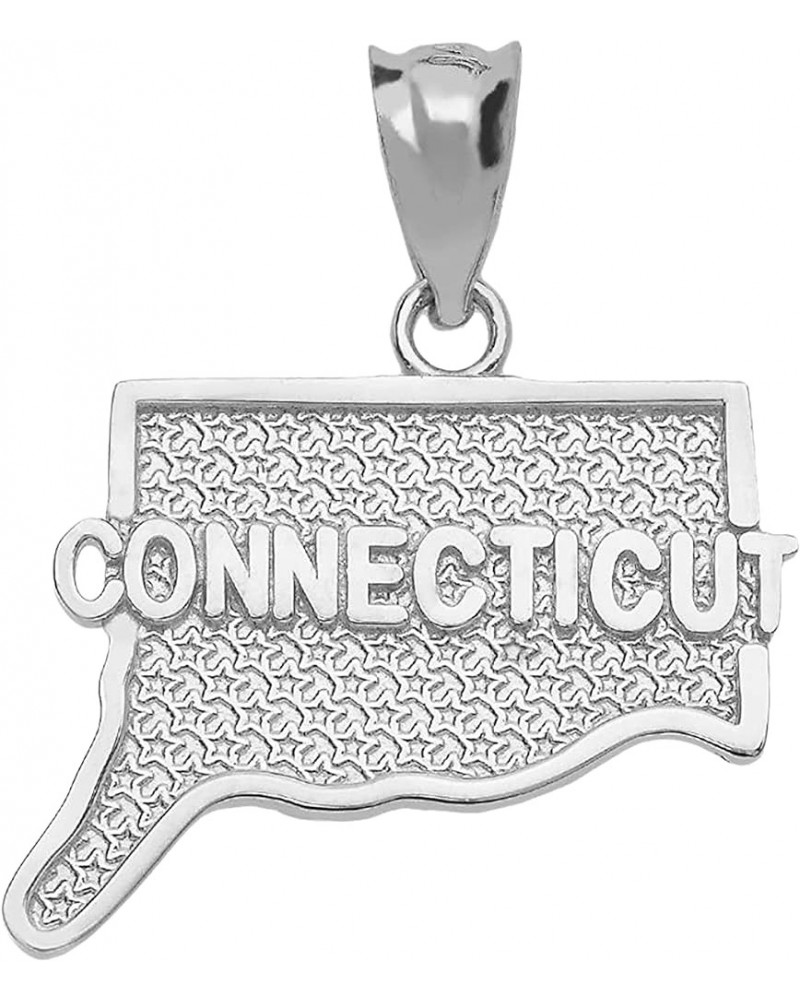 .925 Sterling Silver Dangling USA American State Map with Star Texture Charm Pendant - Choice of State Connecticut $11.75 Pen...