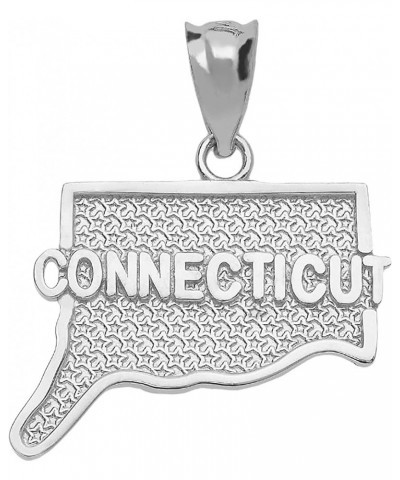 .925 Sterling Silver Dangling USA American State Map with Star Texture Charm Pendant - Choice of State Connecticut $11.75 Pen...