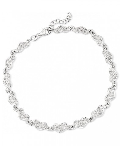 Italian Sterling Silver Filigree Heart-Link Anklet. 9 inches $32.64 Anklets