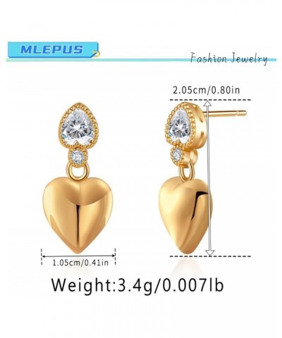 Double Layers Heart Shaped 18K Gold Plated Hoop Earrings for Women Girls Vintage Declaration Fashion Cute Delicate dangling e...