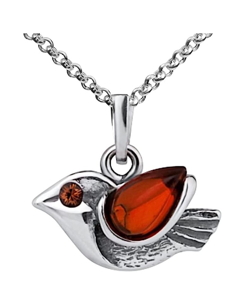 Amber Sterling Silver Little Sparrow Bird Pendant Necklace Chain 18 Inches $12.60 Necklaces