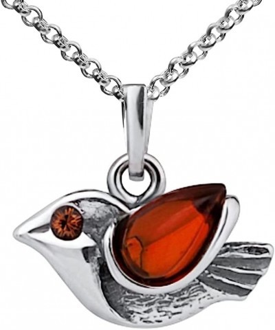 Amber Sterling Silver Little Sparrow Bird Pendant Necklace Chain 18 Inches $12.60 Necklaces