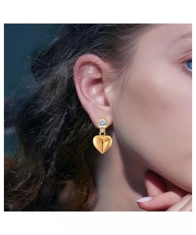 Double Layers Heart Shaped 18K Gold Plated Hoop Earrings for Women Girls Vintage Declaration Fashion Cute Delicate dangling e...