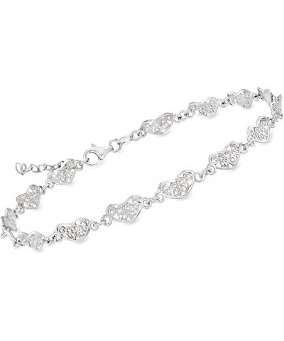 Italian Sterling Silver Filigree Heart-Link Anklet. 9 inches $32.64 Anklets