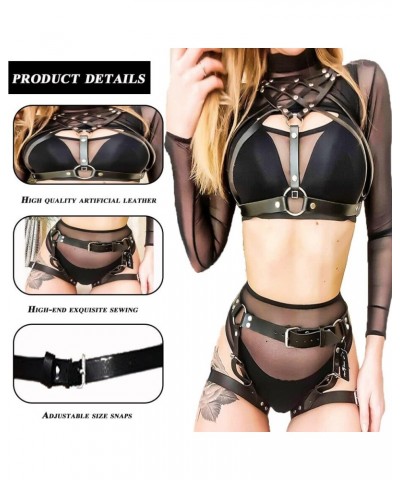 Punk Leather Body Belt Suspenders Lingerie Gothic Garter Belts Black27 $9.66 Body Jewelry