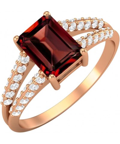 925 Sterling Silver 7x5mm Emerald Cut Natural Garnet Gemstone Women's Solitaire Engagement Ring Rose Gold Vermeil $22.86 Rings