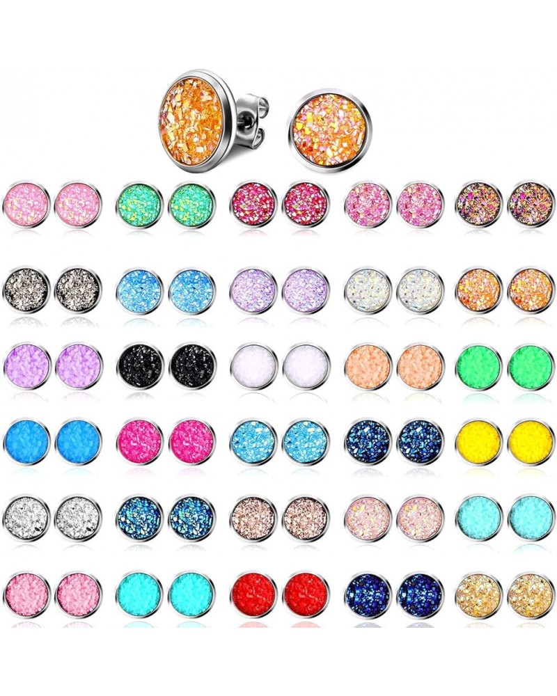 32 Pairs Faux Druzy Stud Earrings Bohemian Round Stud Earrings Stainless Steel Pierced Earrings Jewelry for Women 8 mm $9.11 ...