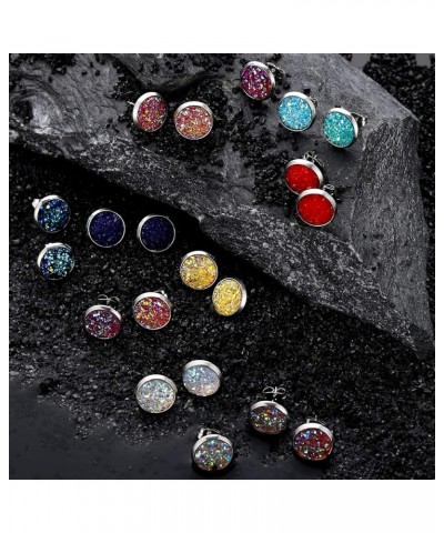 32 Pairs Faux Druzy Stud Earrings Bohemian Round Stud Earrings Stainless Steel Pierced Earrings Jewelry for Women 8 mm $9.11 ...