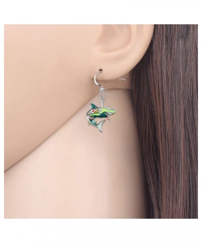 Cute Enamel Whale Octopus Jellyfish Shark Earrings Seahorse Dangle Beach Jewelry for Women Girls Sea Animals Gifts Green Shar...