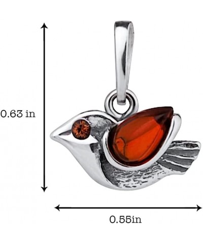 Amber Sterling Silver Little Sparrow Bird Pendant Necklace Chain 18 Inches $12.60 Necklaces