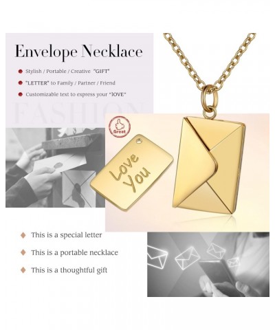 Custom Envelope Necklace for Women Personalized Envelope Necklace with Message Engraving I Love You Letter Locket Necklace Th...