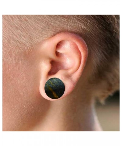 Pair of Natural Blue Tiger Eye Stone Saddle Plug Double Flare Ear Lobe Plugs 5/8" (16mm) $12.53 Body Jewelry