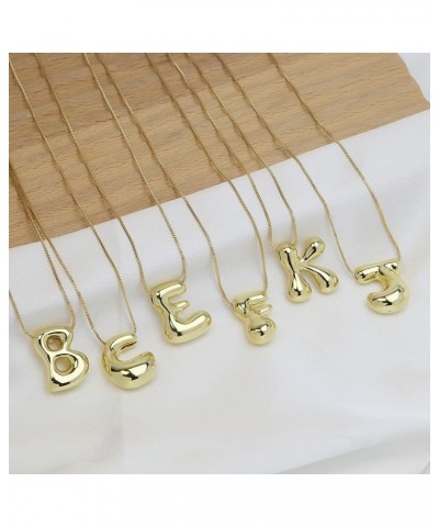 Balloon Initial Necklaces for Women Girls,Bubble Letter Necklace Polished Brass 18K Gold Plated Dainty Alphabet Pendant Puffy...