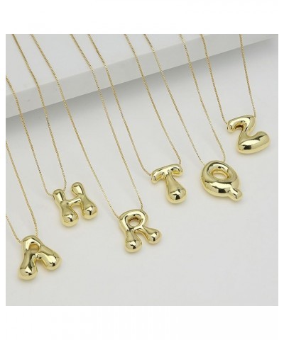 Balloon Initial Necklaces for Women Girls,Bubble Letter Necklace Polished Brass 18K Gold Plated Dainty Alphabet Pendant Puffy...