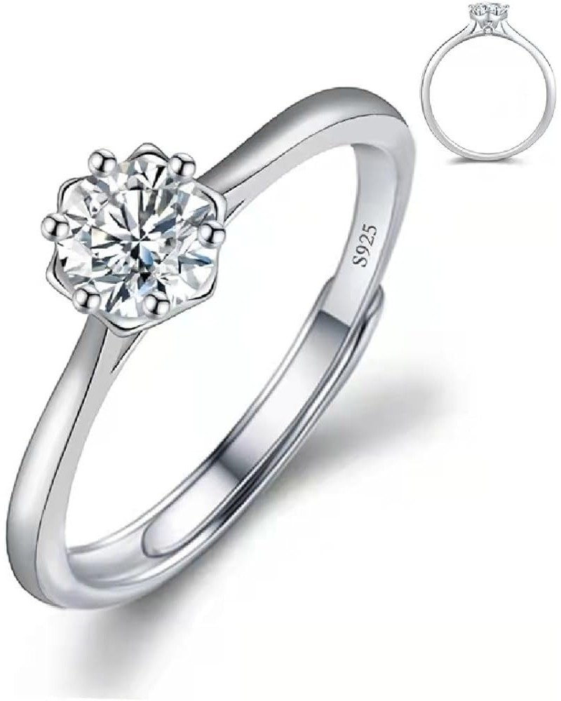 Sterling Silver Cubic Zirconia Adjustable Size Engagement Promise Rings for Women STONE DESIGN 2 $8.63 Rings