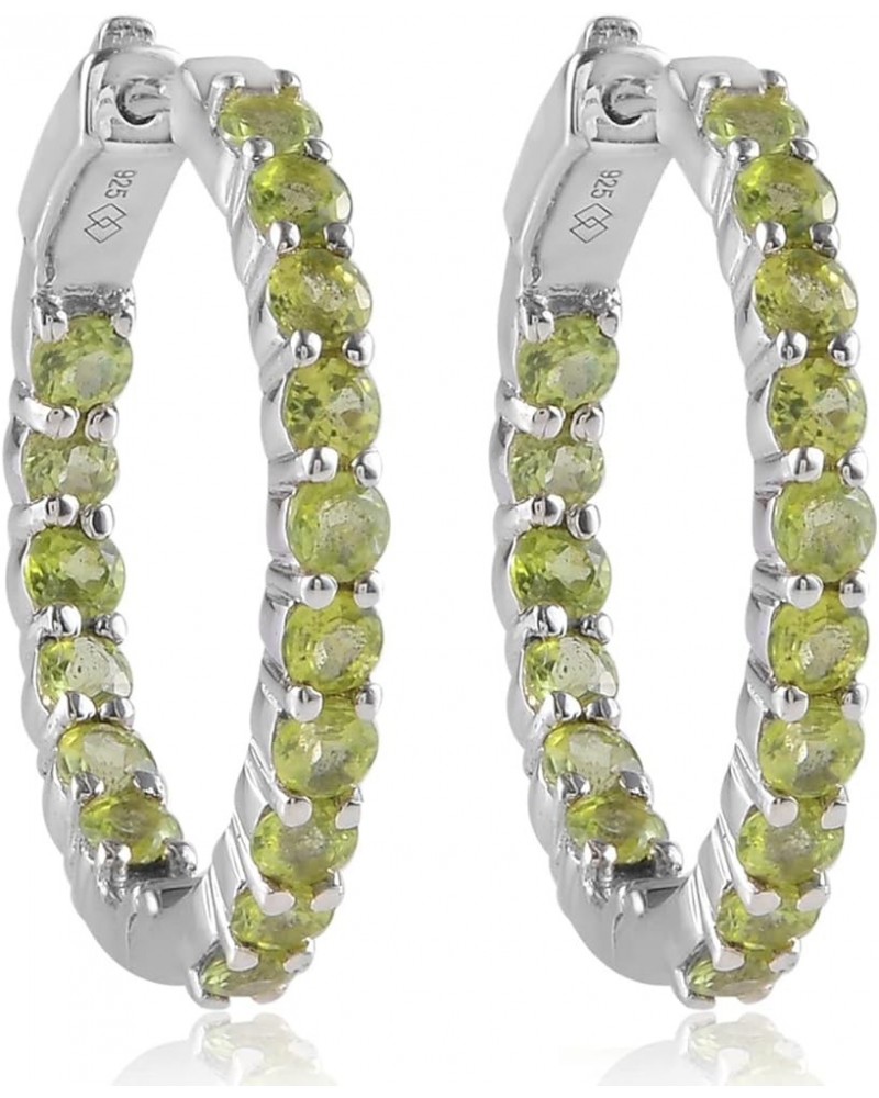 925 Sterling Silver Created Birthstone Inside-Out Hoop Earrings for Women, 3mm Gemstone 1.10 Inches August : Peridot $62.00 E...