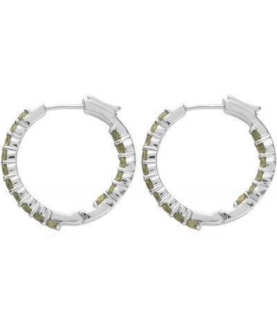 925 Sterling Silver Created Birthstone Inside-Out Hoop Earrings for Women, 3mm Gemstone 1.10 Inches August : Peridot $62.00 E...