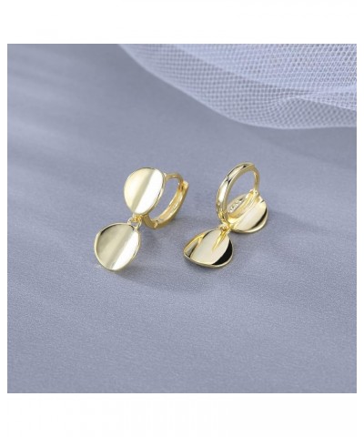 925 Sterling Silver Shiny Disc Hoop Earrings for Women Teen Girls Small Hoop Dangle Earrings Huggie Studs B-Gold plated $10.1...