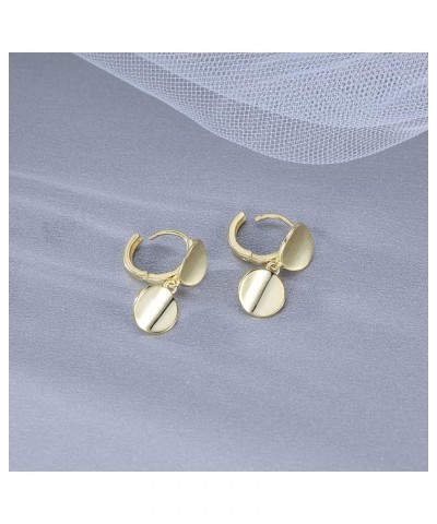 925 Sterling Silver Shiny Disc Hoop Earrings for Women Teen Girls Small Hoop Dangle Earrings Huggie Studs B-Gold plated $10.1...