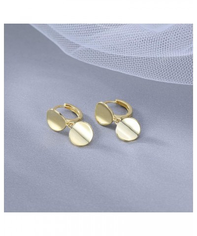 925 Sterling Silver Shiny Disc Hoop Earrings for Women Teen Girls Small Hoop Dangle Earrings Huggie Studs B-Gold plated $10.1...