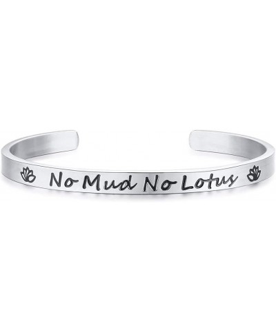 Stainless Steel Inspiration Message Quote Mantra Motivation Cuff Bangle Bracelet Stacking Bracelet Jewelry Gift No Mud No Lot...