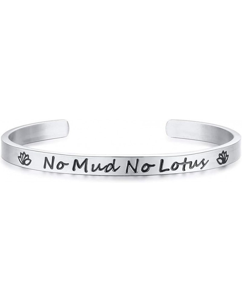 Stainless Steel Inspiration Message Quote Mantra Motivation Cuff Bangle Bracelet Stacking Bracelet Jewelry Gift No Mud No Lot...