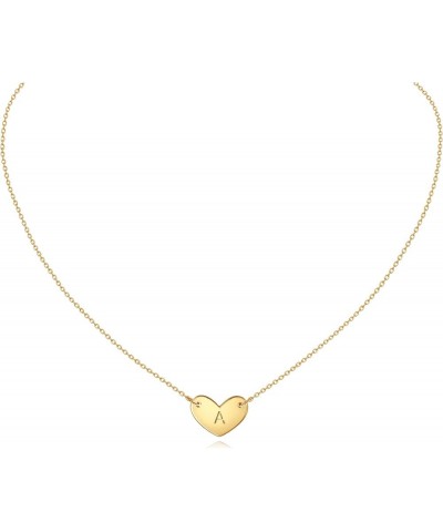 Gold Initial Heart Necklace for Women Girls,18K Gold Plated Necklace Gifts for Women Girls Kids Jewelry A $7.13 Necklaces