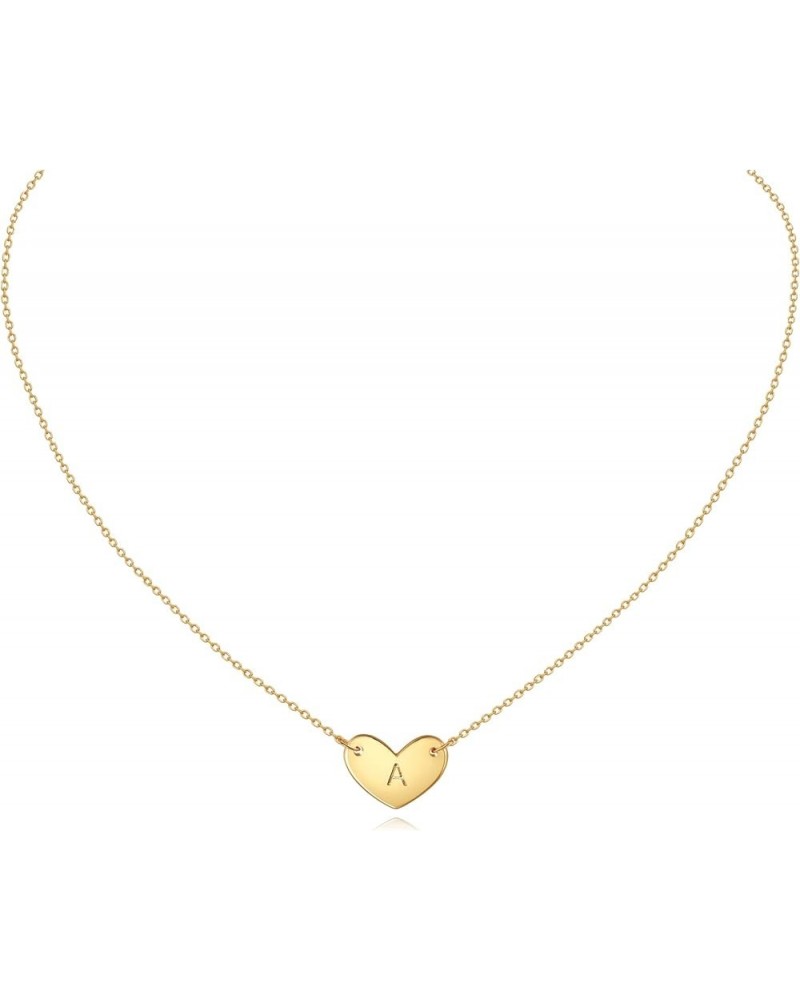 Gold Initial Heart Necklace for Women Girls,18K Gold Plated Necklace Gifts for Women Girls Kids Jewelry A $7.13 Necklaces