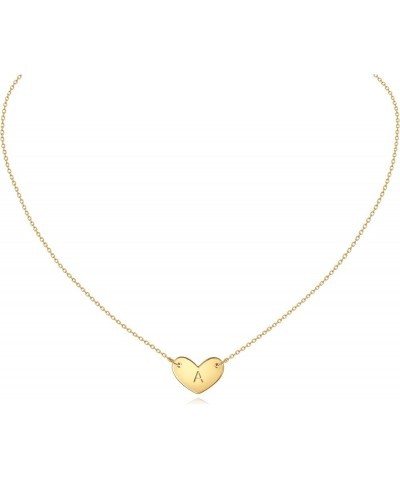 Gold Initial Heart Necklace for Women Girls,18K Gold Plated Necklace Gifts for Women Girls Kids Jewelry A $7.13 Necklaces