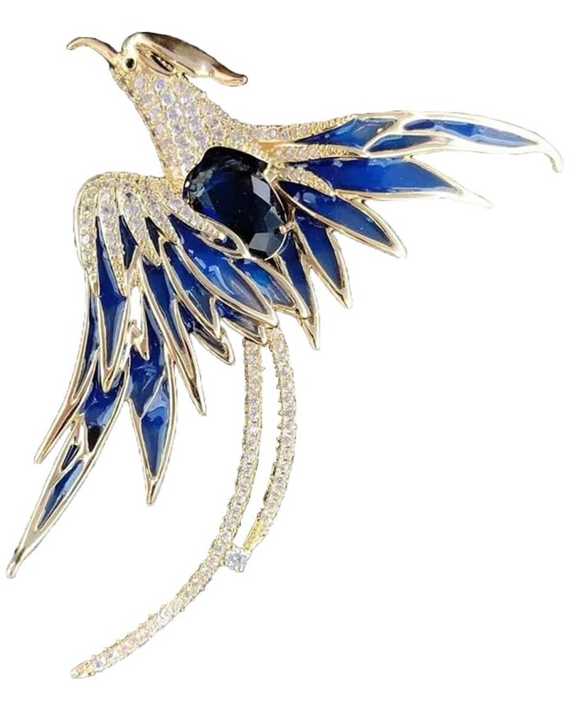 Gold Plated Phoenix Brooch Elegant Bird Enamel Brooches And Pins for Women Valentine Gift Blue Phoenix Bird $18.15 Brooches &...