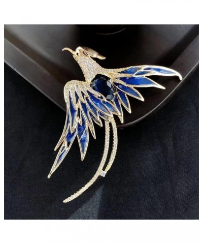 Gold Plated Phoenix Brooch Elegant Bird Enamel Brooches And Pins for Women Valentine Gift Blue Phoenix Bird $18.15 Brooches &...