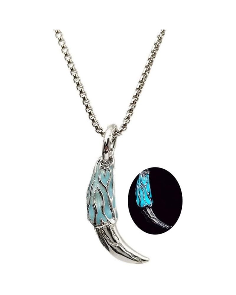 Wolf Tooth Pendant Necklace Luminous Animal Wolf Flame Necklace for Women Men Indian Teeth Tribe Jewelry Blue Green $7.94 Nec...