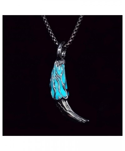 Wolf Tooth Pendant Necklace Luminous Animal Wolf Flame Necklace for Women Men Indian Teeth Tribe Jewelry Blue Green $7.94 Nec...