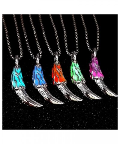 Wolf Tooth Pendant Necklace Luminous Animal Wolf Flame Necklace for Women Men Indian Teeth Tribe Jewelry Blue Green $7.94 Nec...