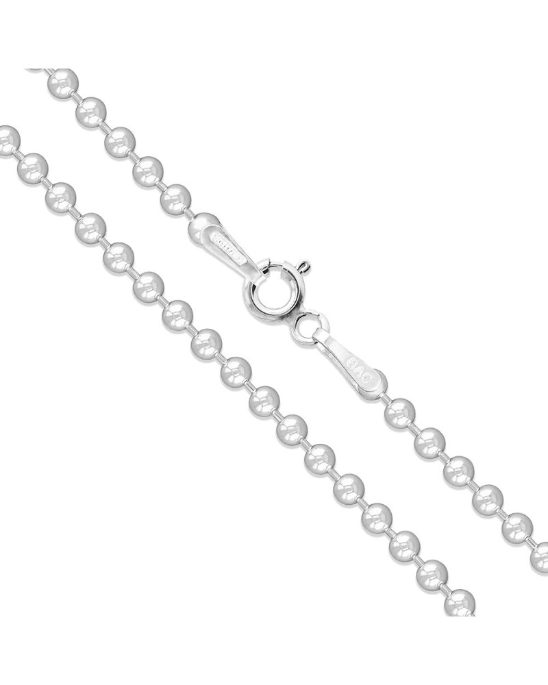 Sterling Silver Italian Ball Bead Chain 1mm 1.2mm 1.5mm 1.8mm 2.4mm 925 Italy New Dog Tag Necklace 1.5mm Length 28 Inches $13...