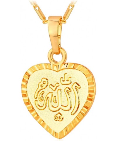 Allah Necklace for Women/Men, 18K Gold Plated Square/Oval/Coin/Heart/Crescent Moon Islamic Pendant Necklace Muslim Jewelry wi...