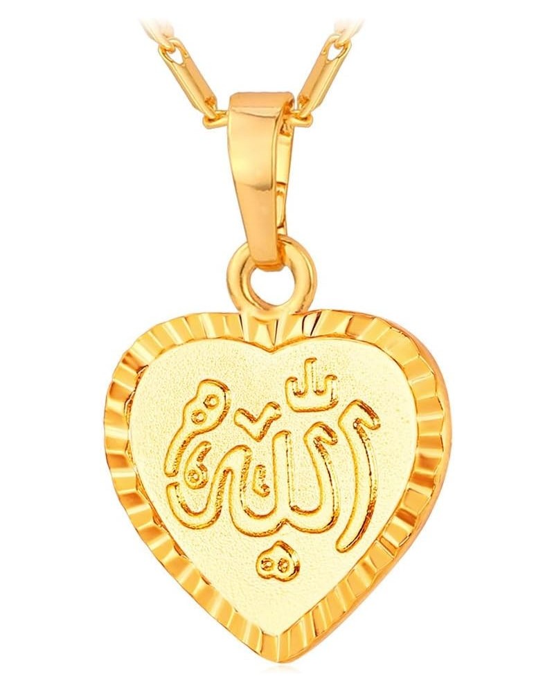 Allah Necklace for Women/Men, 18K Gold Plated Square/Oval/Coin/Heart/Crescent Moon Islamic Pendant Necklace Muslim Jewelry wi...