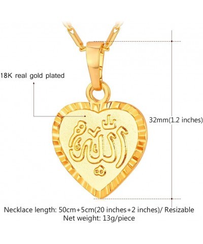 Allah Necklace for Women/Men, 18K Gold Plated Square/Oval/Coin/Heart/Crescent Moon Islamic Pendant Necklace Muslim Jewelry wi...