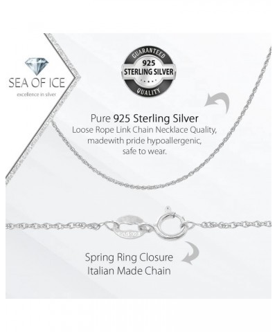 Loose Rope Link Chain Necklace –Silver 1mm Chain Necklace for Women and Men – 925 Sterling Silver Spring Ring Jewelry Chain –...